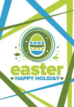 Happy Easter in April. Christian spring holiday. Traditional eggs with pattern イラスト素材