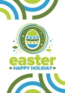 Happy Easter in April. Christian spring holiday. Traditional eggs with pattern Stock Illustration