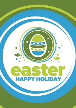 Happy Easter in April. Christian spring holiday. Traditional eggs with pattern Stock Illustration