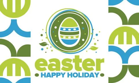 Happy Easter in April. Christian spring holiday. Traditional eggs with pattern Stock Illustration