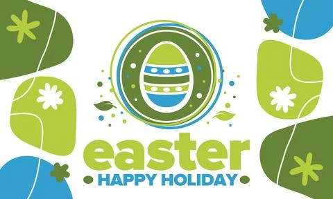 Happy Easter in April. Christian spring holiday. Traditional eggs with pattern Stock Illustration