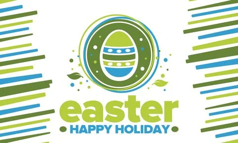 Happy Easter in April. Christian spring holiday. Traditional eggs with pattern Stock Illustration