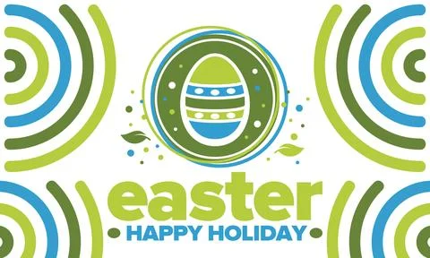 Happy Easter in April. Christian spring holiday. Traditional eggs with pattern Stock Illustration
