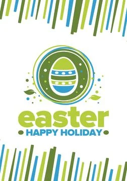 Happy Easter in April. Christian spring holiday. Traditional eggs with pattern Illustrazione stock