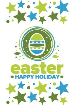 Happy Easter in April. Christian spring holiday. Traditional eggs with pattern Illustrazione stock
