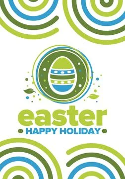 Happy Easter in April. Christian spring holiday. Traditional eggs with pattern Stock Illustration