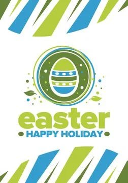 Happy Easter in April. Christian spring holiday. Traditional eggs with pattern 库存插图