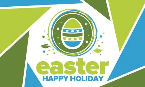 Happy Easter in April. Christian spring holiday. Traditional eggs with pattern Stock Illustration