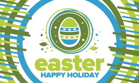 Happy Easter in April. Christian spring holiday. Traditional eggs with pattern Stock Illustration