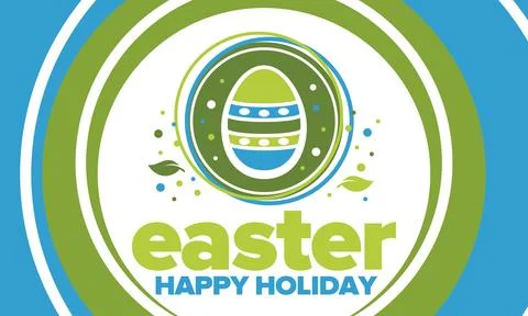 Happy Easter in April. Christian spring holiday. Traditional eggs with pattern Stock Illustration