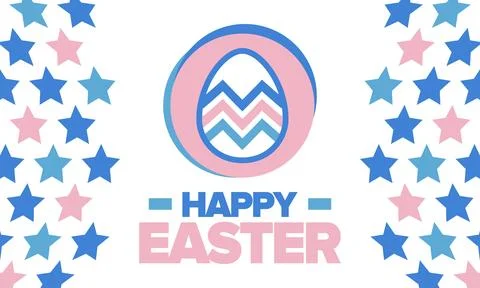 Happy Easter in April. Christian spring holiday. Eggs with patterns. Vector art イラスト素材