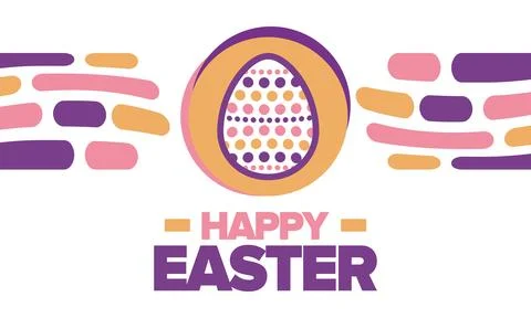Happy Easter in April. Christian spring holiday. Eggs with patterns. Vector art Stockillustratie