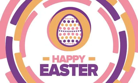 Happy Easter in April. Christian spring holiday. Eggs with patterns. Vector art Stockillustratie