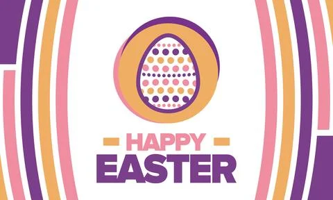 Happy Easter in April. Christian spring holiday. Eggs with patterns. Vector art Stockillustratie