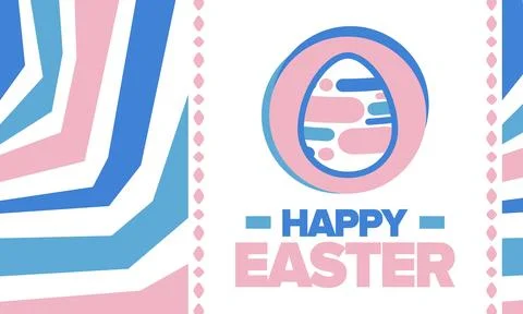 Happy Easter in April. Christian spring holiday. Eggs with patterns. Vector art Stockillustratie