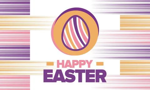 Happy Easter in April. Christian spring holiday. Eggs with patterns. Vector art Stockillustratie