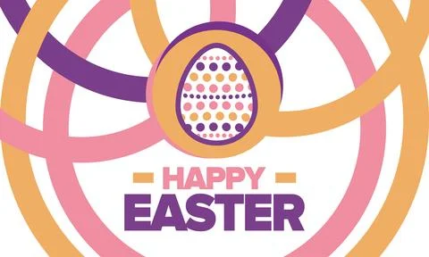 Happy Easter in April. Christian spring holiday. Eggs with patterns. Vector art Stockillustratie