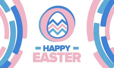 Happy Easter in April. Christian spring holiday. Eggs with patterns. Vector art イラスト素材