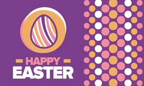Happy Easter in April. Christian spring holiday. Eggs with patterns. Vector art Stockillustratie