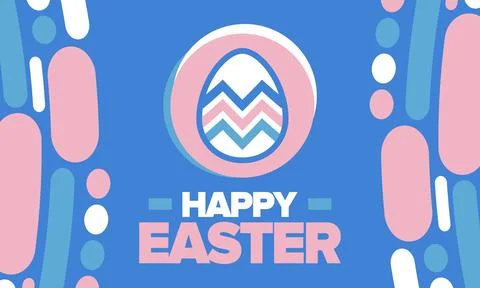Happy Easter in April. Christian spring holiday. Eggs with patterns. Vector art Stockillustratie
