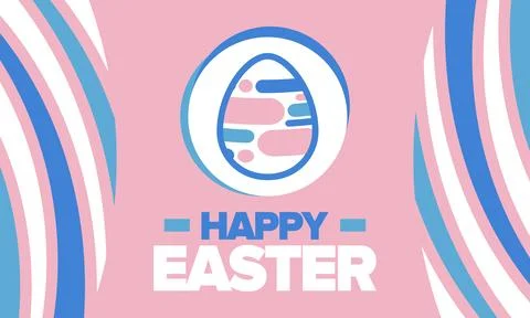 Happy Easter in April. Christian spring holiday. Eggs with patterns. Vector art Stockillustratie