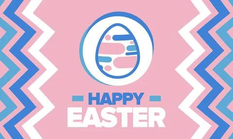 Happy Easter in April. Christian spring holiday. Eggs with patterns. Vector art Stockillustratie