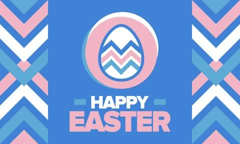Happy Easter in April. Christian spring holiday. Eggs with patterns. Vector art Stockillustratie