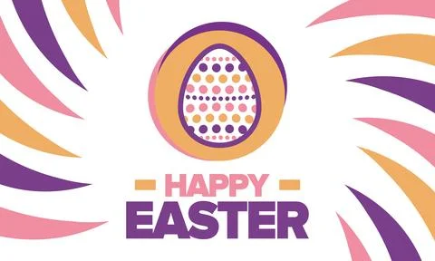 Happy Easter in April. Christian spring holiday. Eggs with patterns. Vector art Stockillustratie