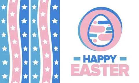 Happy Easter in April. Christian spring holiday. Eggs with patterns. Vector art Stockillustratie