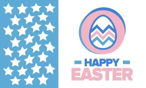 Happy Easter in April. Christian spring holiday. Eggs with patterns. Vector art Stockillustratie