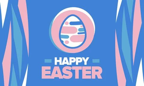 Happy Easter in April. Christian spring holiday. Eggs with patterns. Vector art イラスト素材