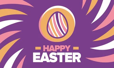 Happy Easter in April. Christian spring holiday. Eggs with patterns. Vector art Stockillustratie