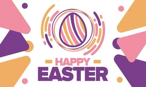 Happy Easter in April. Christian spring holiday. Eggs with patterns. Vector art Stockillustratie