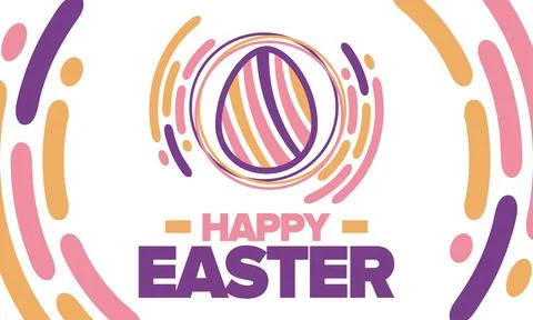 Happy Easter in April. Christian spring holiday. Eggs with patterns. Vector art Stockillustratie