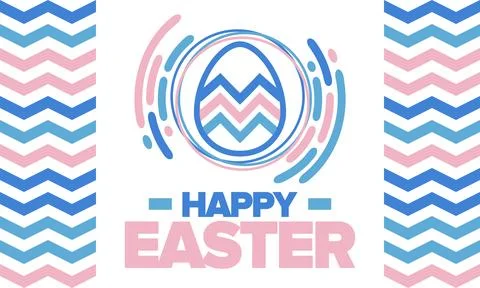 Happy Easter in April. Christian spring holiday. Eggs with patterns. Vector art Stockillustratie