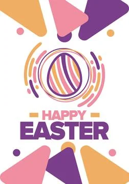 Happy Easter in April. Christian spring holiday. Eggs with patterns. Vector art Stockillustratie