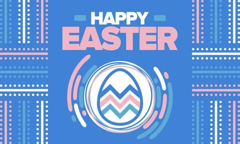 Happy Easter in April. Christian spring holiday. Eggs with patterns. Vector art Stockillustratie