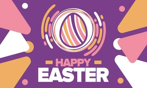 Happy Easter in April. Christian spring holiday. Eggs with patterns. Vector art イラスト素材