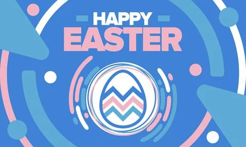 Happy Easter in April. Christian spring holiday. Eggs with patterns. Vector art イラスト素材