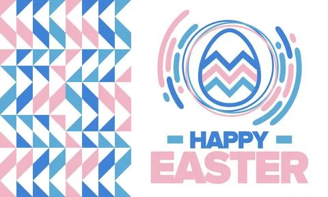 Happy Easter in April. Christian spring holiday. Eggs with patterns. Vector art Stockillustratie