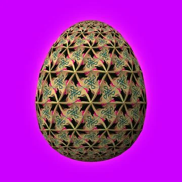 Happy Easter, Artfully designed and colorful 3D easter egg, 3D illustration o Stock Illustration