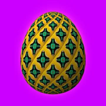 Happy Easter, Artfully designed and colorful 3D easter egg, 3D illustration o Stock Illustration
