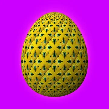 Happy Easter, Artfully designed and colorful 3D easter egg, 3D illustration o イラスト素材