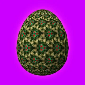 Happy Easter, Artfully designed and colorful 3D easter egg, 3D illustration o イラスト素材