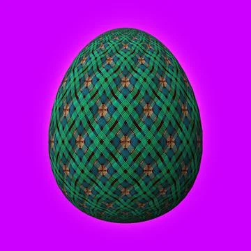 Happy Easter, Artfully designed and colorful 3D easter egg, 3D illustration o イラスト素材