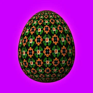 Happy Easter, Artfully designed and colorful 3D easter egg, 3D illustration o イラスト素材