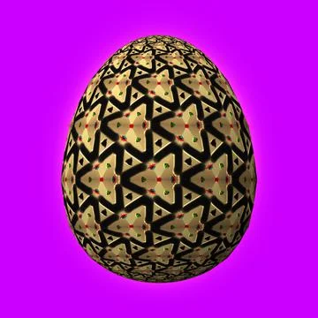 Happy Easter, Artfully designed and colorful 3D easter egg, 3D illustration o イラスト素材