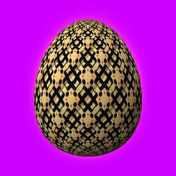 Happy Easter, Artfully designed and colorful 3D easter egg, 3D illustration o イラスト素材