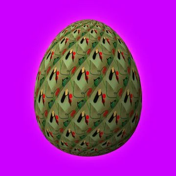 Happy Easter, Artfully designed and colorful 3D easter egg, 3D illustration o イラスト素材