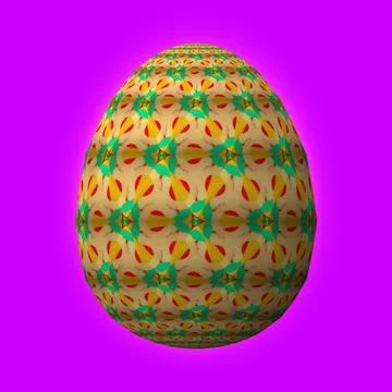 Happy Easter, Artfully designed and colorful 3D easter egg, 3D illustration o イラスト素材
